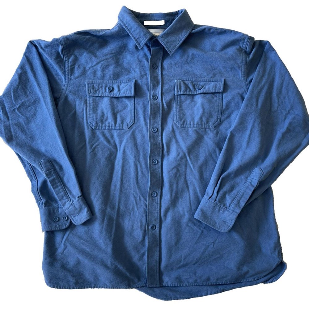 LL Bean - Heavy Weight Cotton - Blue Long Sleeve Button Down Shirt - Size XXL